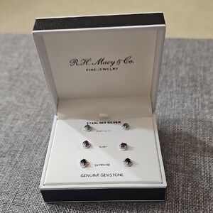 Sterling Silver Gemstone Earrings Set